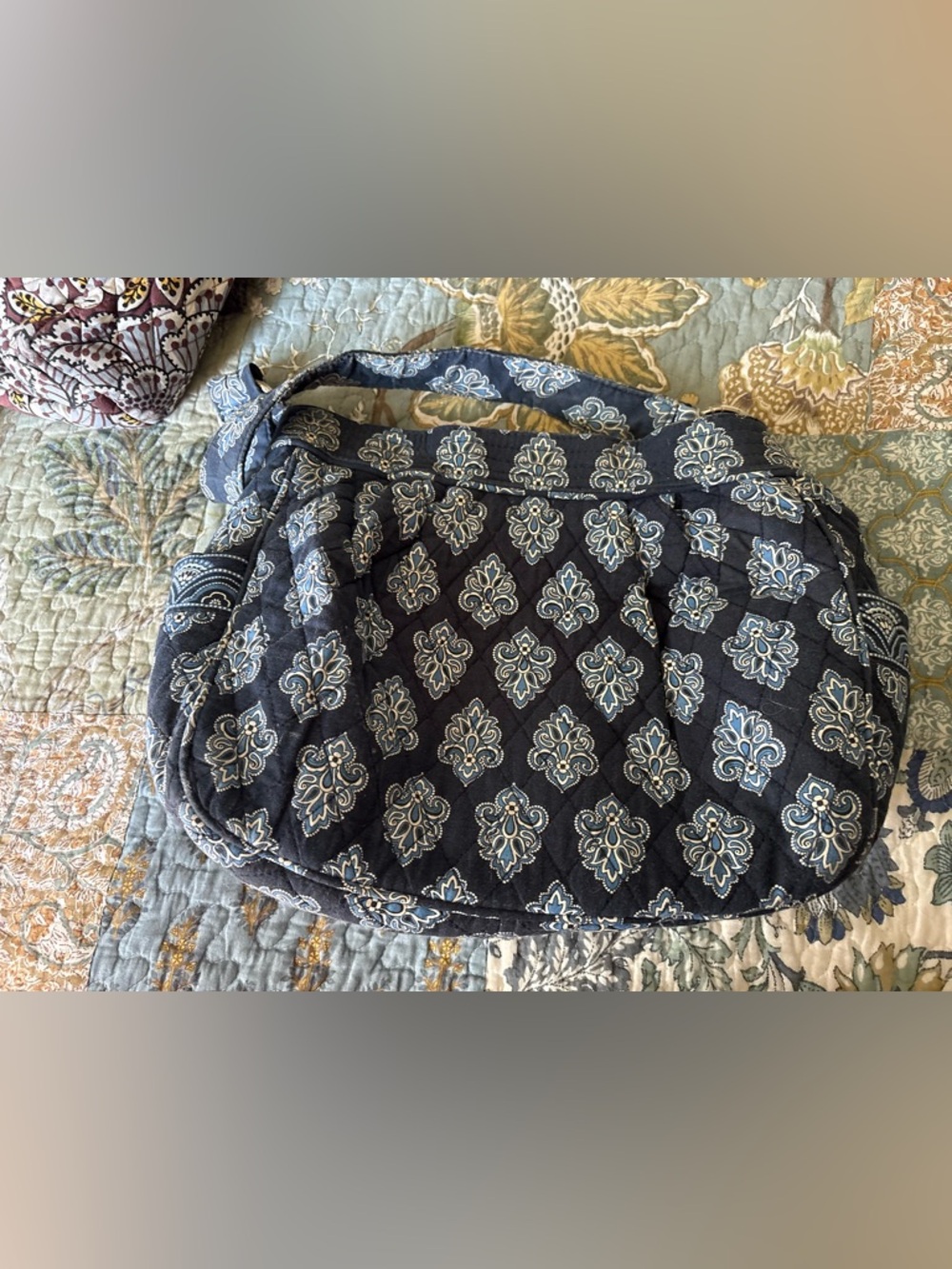 Quilted Navy Patterned Vera Bradley Shoulder Bag